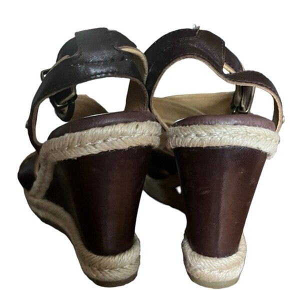 UGG Isabella Wedge Sandals Size 6 Brown Leather Strappy - Picture 10 of 14